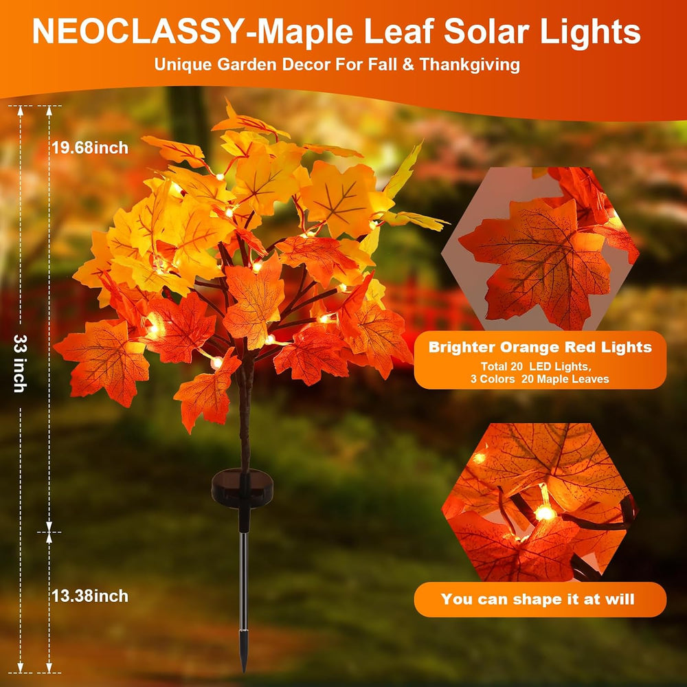 4Pack Fall Solar Lights Outdoor Decorative, Waterproof 80Led Orange Fall Ligh...