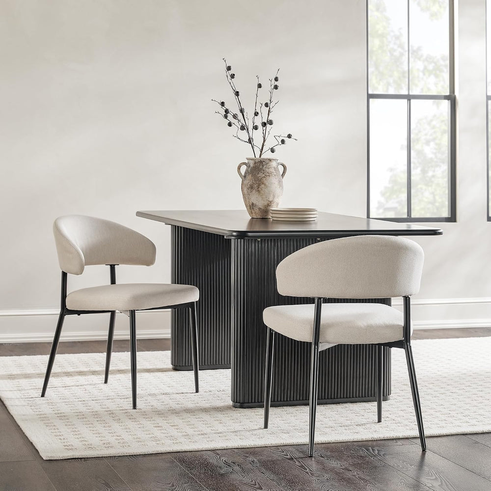 Walker Edison Modern Curved Back Upholstered Dining Chair with High-Performan...