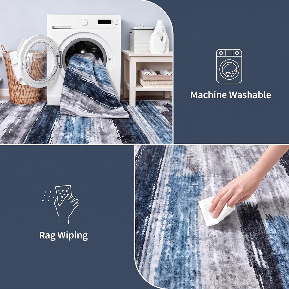 Ciicool 10x14 Area Rug Living Room Rug, Modern Abstract Washable Soft Navy