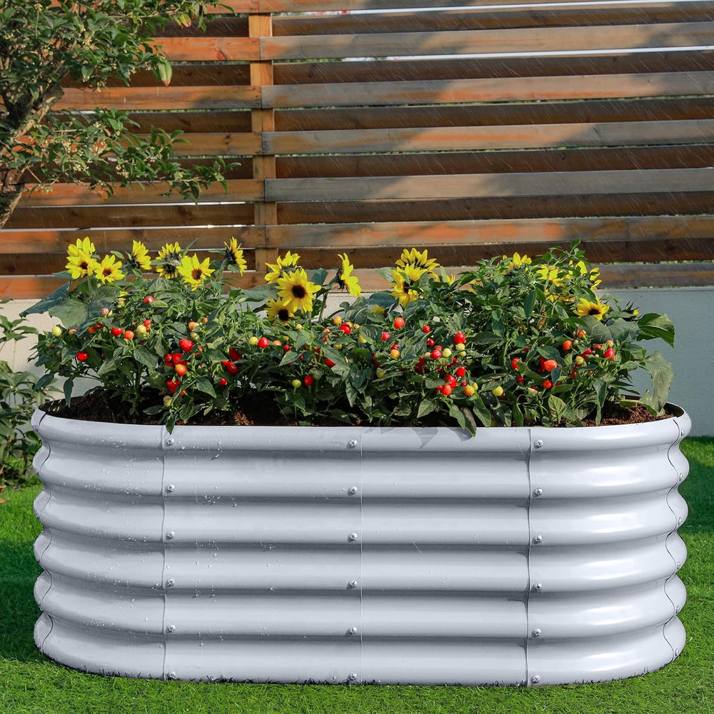 Land Guard 18“ Tall 4×2ft Galvanized Raised Garden Bed Kit, Galvanized Plante...
