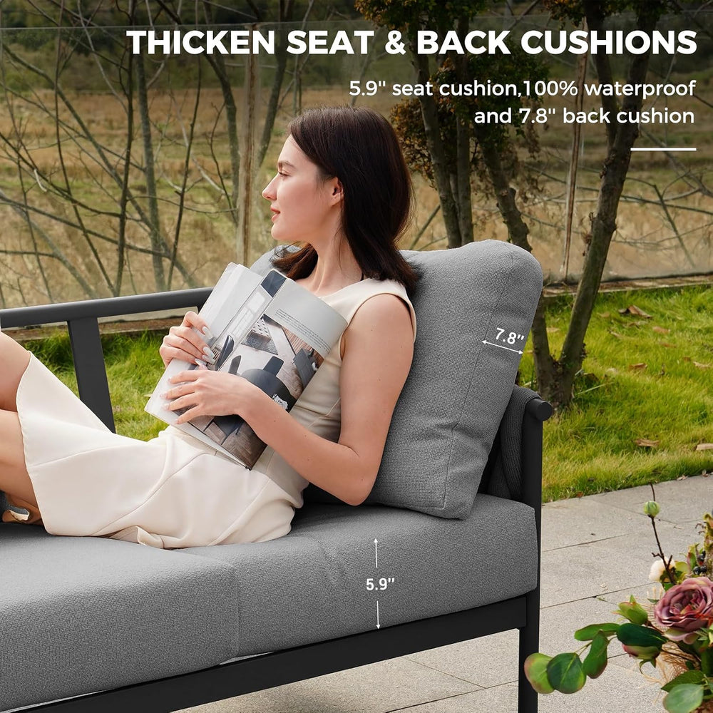 Grand patio 5-Piece Outdoor Furniture Set, Outdoor Sofa Set with 2 Round Side...