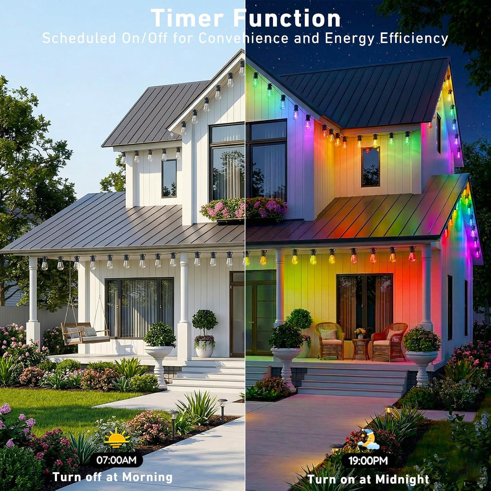 Outdoor String Lights,200FT Smart RGB+IC Patio Lights with Shatterproof LED B...