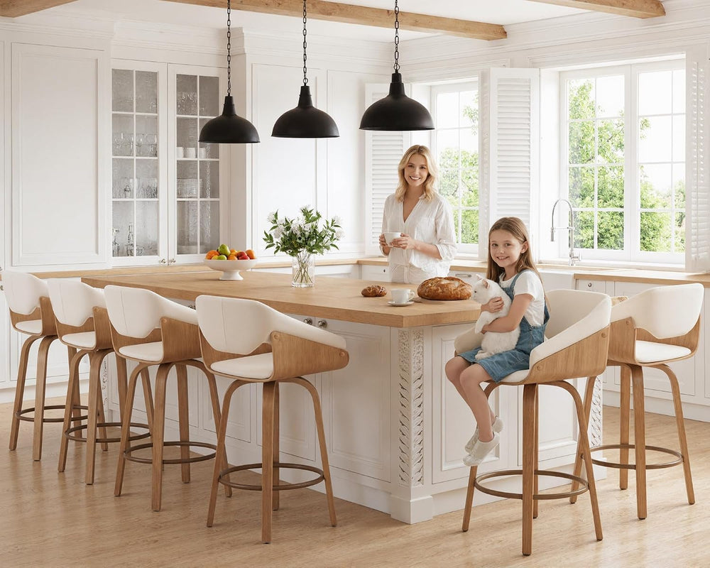 26'' Modern Barrel Swivel Counter Stools Counter Height Swivel Bar St...