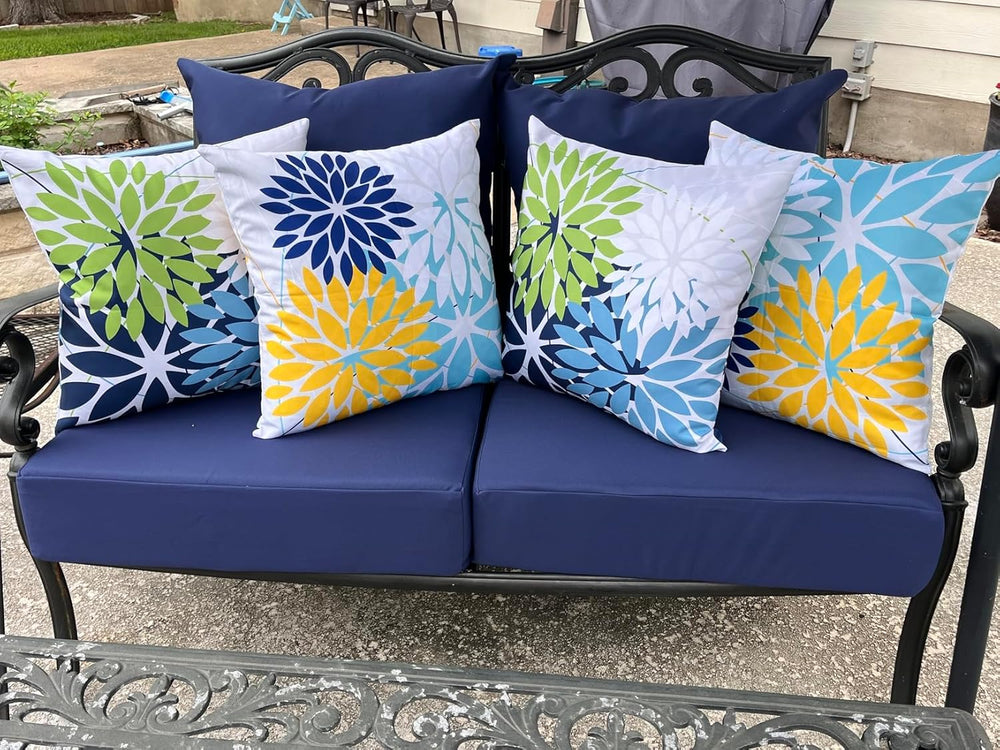 Outdoor Seat Cushion Cover Set of 4, 24 x 24 x 5.75 Inch, Navy