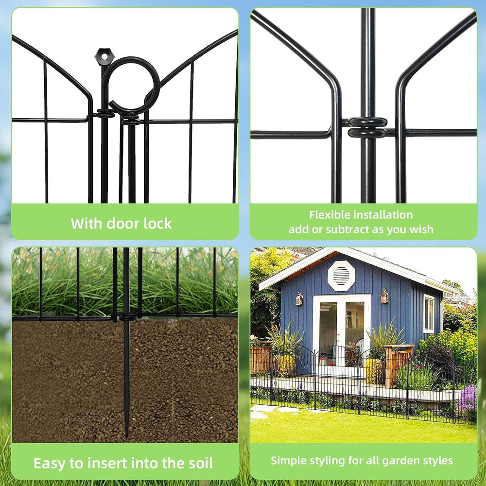 Decorative Garden Fence, 40in (H) x 12ft(L) No Dig Fence with Gate