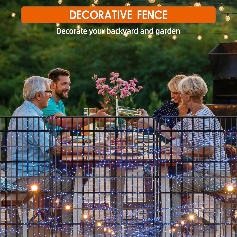 10 Panels No Dig Fence, 32 in(H) X 24 ft(L) Garden Decorative Fence Animal Ba...
