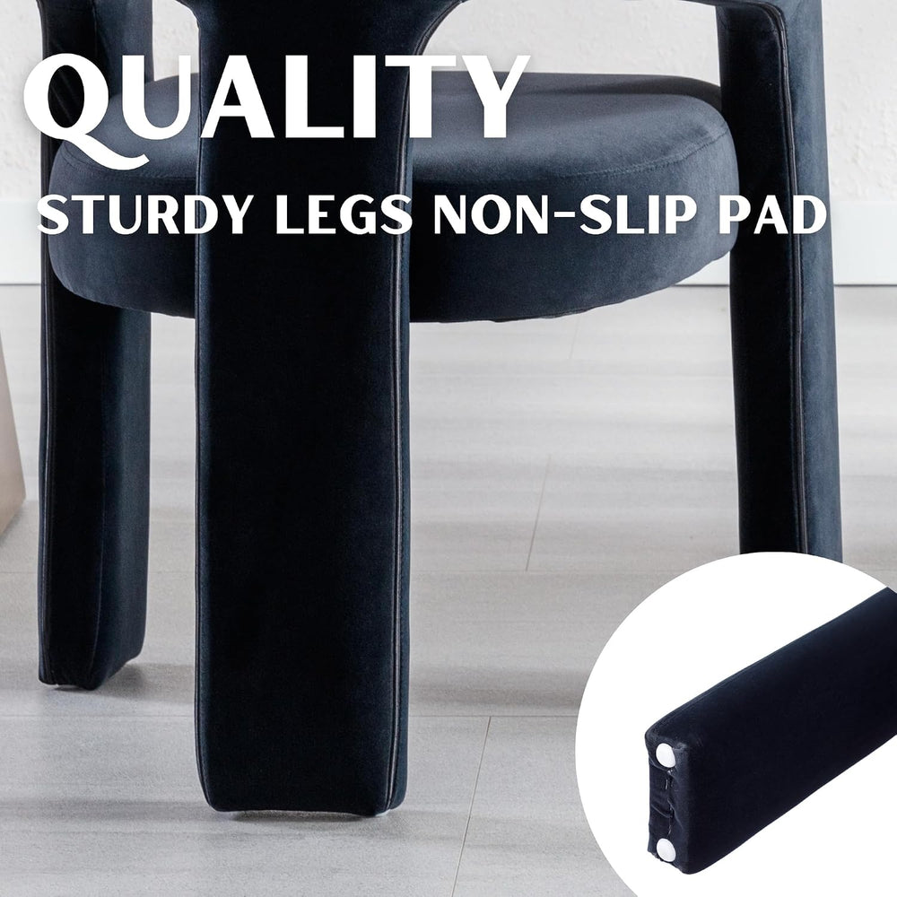 RIVOVA Modern Barrel Dining Chair, Velvet Upholstered Accent Side Chair with ...