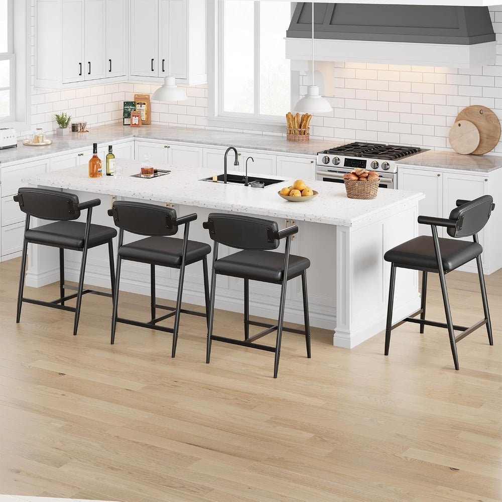 IDEALHOUSE Counter Height Bar Stools Set of 2 With Arms,26" Upholstered ...