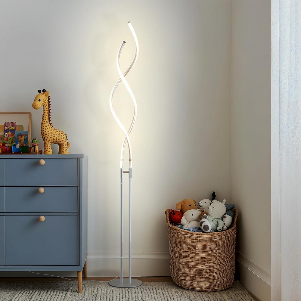 Brightech Embrace Dimmable LED Floor Lamp – Modern Spiral Adjustable Standing...