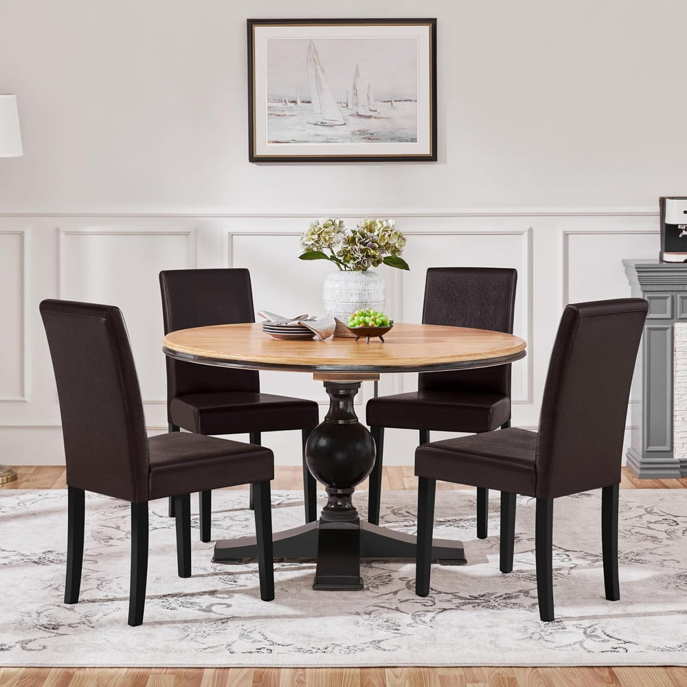 Yaheetech Dining Chairs Set of 4 Upholstered Kitchen Chairs Dark Brown