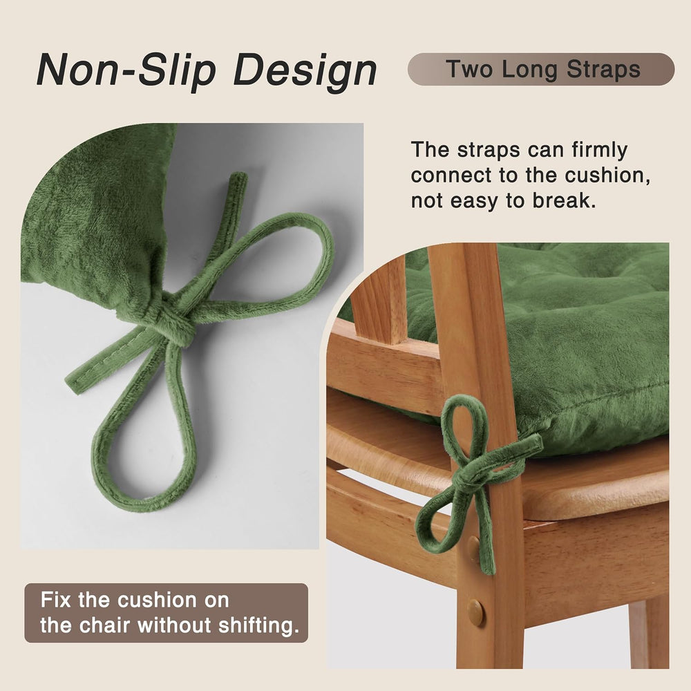 OVOV 4 Pack Chair Cushions for Dining Chairs 15.5"x15.5" Green