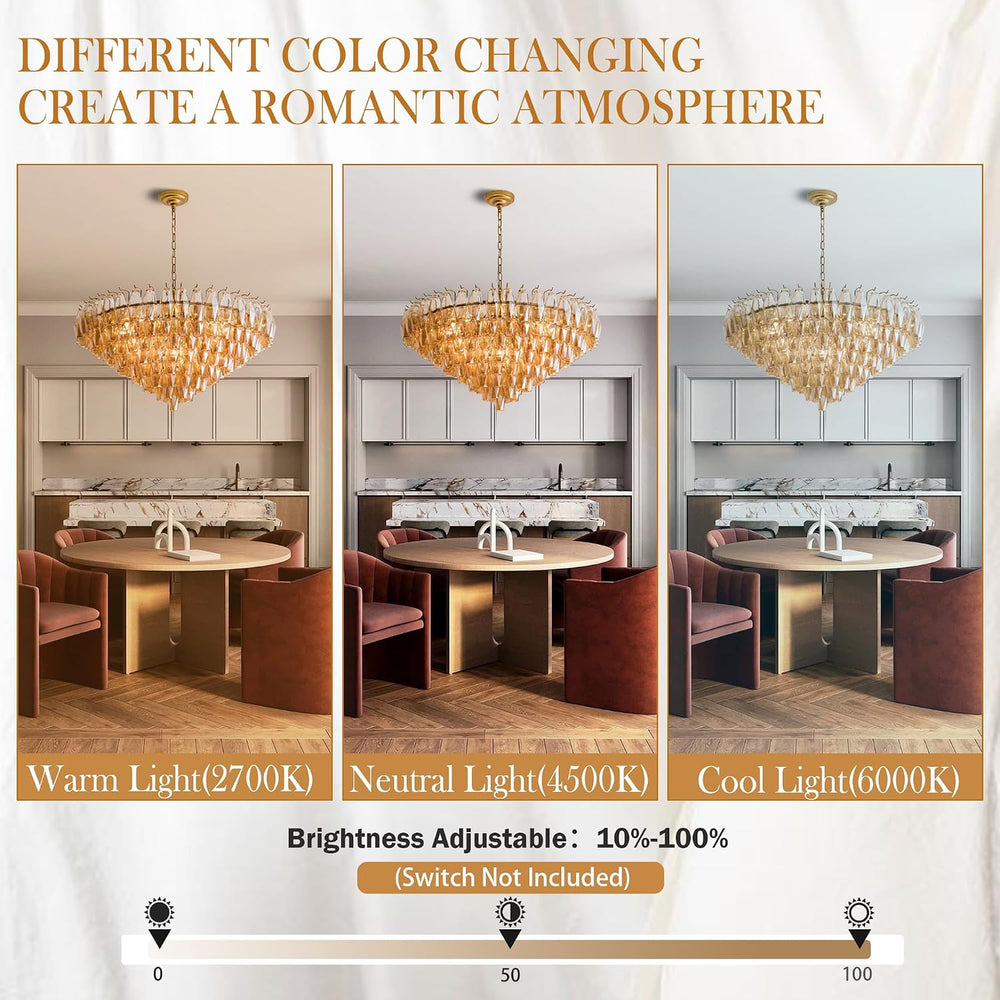 37" Extra Large Chandelier, 14-Light Gold Modern Round Chandelier for Li...