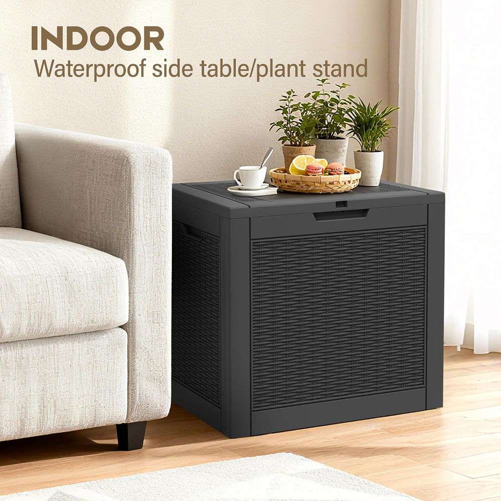 Outdoor Storage Waterproof Deck Box for Patio (32 Gallon, Black)