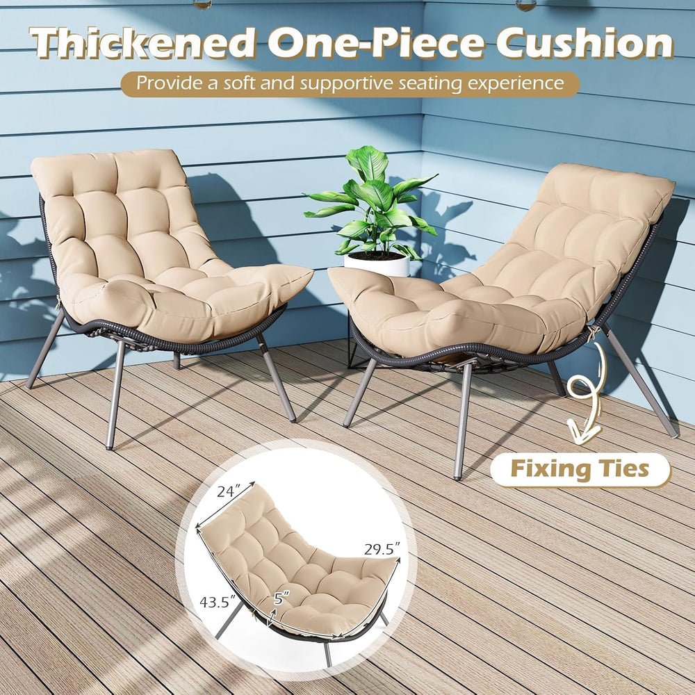Tangkula 3 Pieces Patio Furniture Set, Outdoor Rattan Wicker Bistro Conversat...