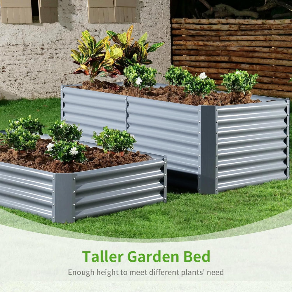 Land Guard 2 Pack 6×3×2 ft Galvanized Metal Raised Garden Bed, 2FT Deep Root ...