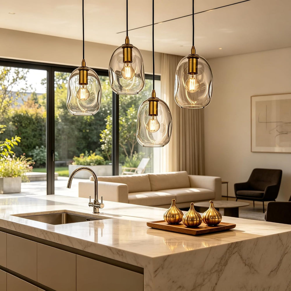 Pendant Lights Kitchen Island Adjustable Organic Globe Modern Gold Ceiling Ha...