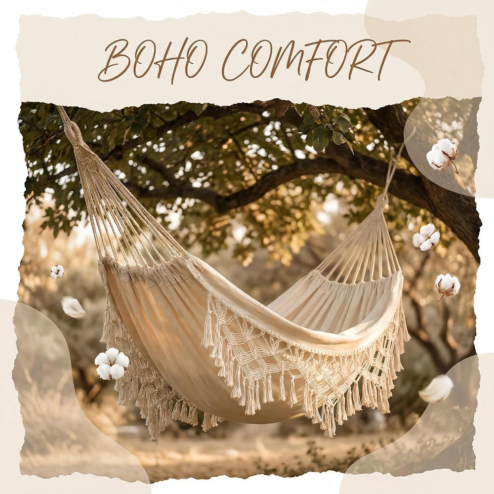 Outdoor Hammock Garden Cotton Hammock Macrame Fringe Hammocks Boho