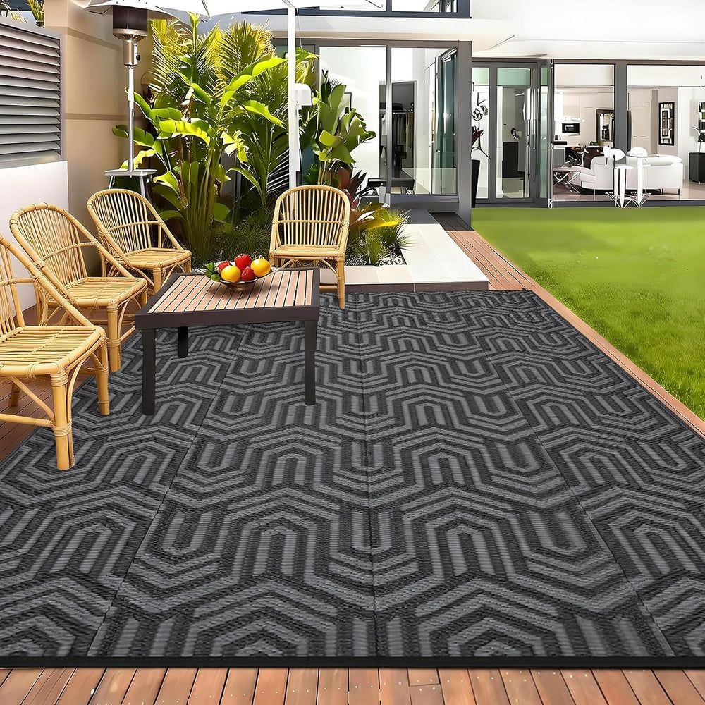 Garvee Outdoor Rug 9x12 ft Waterproof Reversible Patio Mat