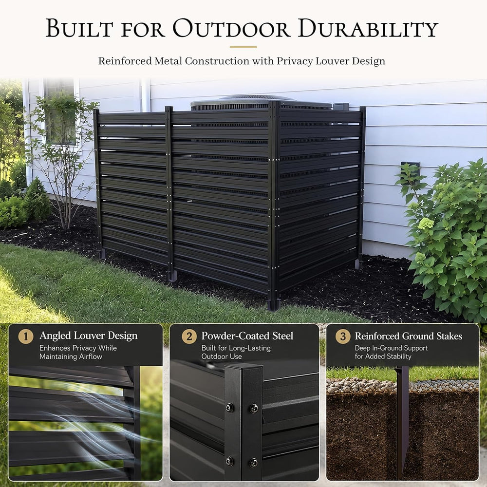 Air Conditioner Fence 3 Panels, 42" H x 9.5 FT W Metal Outdoor Privacy S...