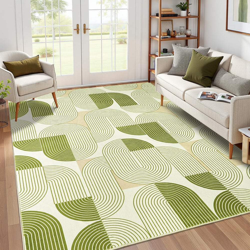 8x10 Area Rugs Washable Living Room Rug - Non-Slip Carpets Modern Rug