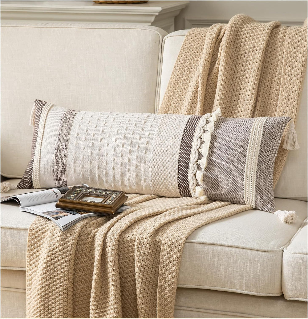Caflife Boho Lumbar Throw Pillow Cover 14X36 Long Decorative Pillows for Bed,...