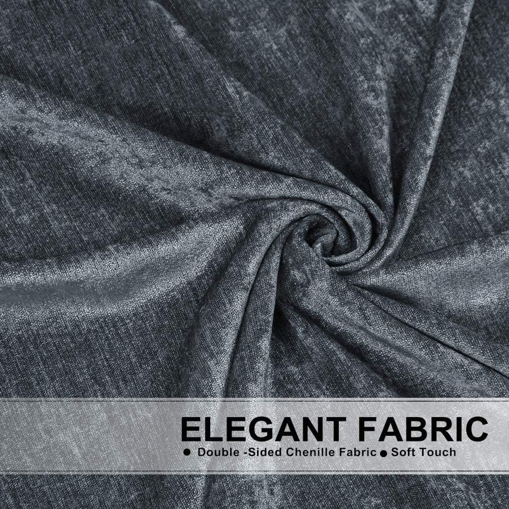 ELKCA Grey Chenille Curtains Valance for Living Room Window Waterfall Valance...