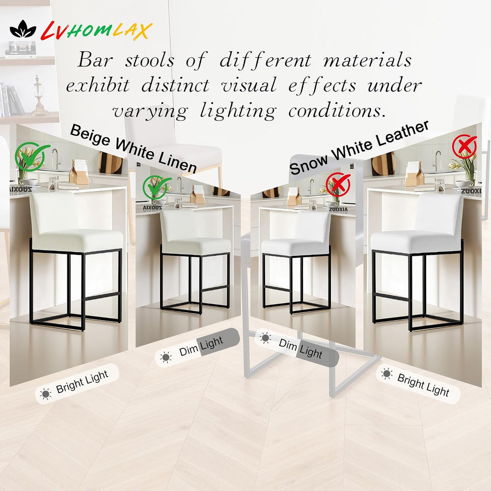 26" White and Black Counter Heigh Bar stools Set of 3,Faux Leather