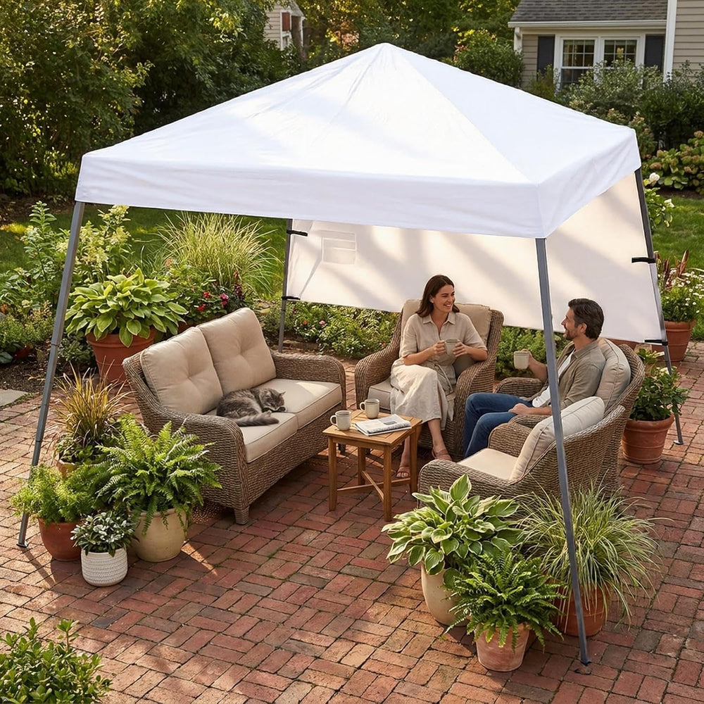 Yaheetech Slant Leg Pop Up Canopy 10x10 Base w/1 Sidewall White