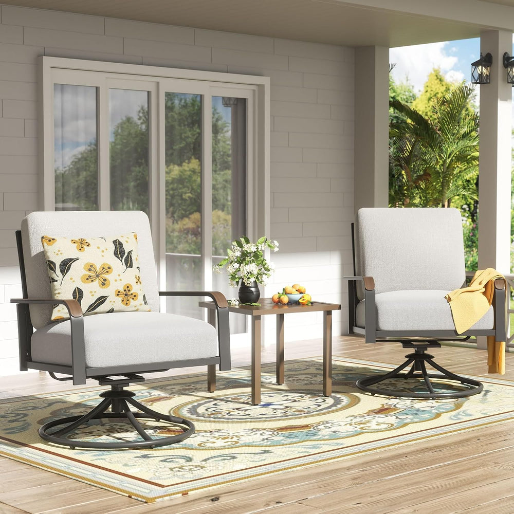 NATURAL EXPRESSIONS Patio Swivel Chairs Set of 2,Outdoor Rocker Chairs Set wi...
