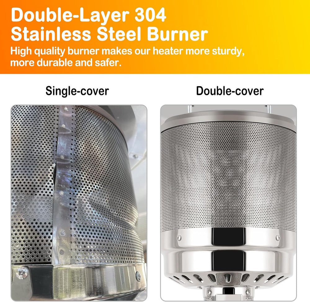 Hykolity 50,000 BTU Propane Patio Heater, Stainless Steel Burner with Wheels,...