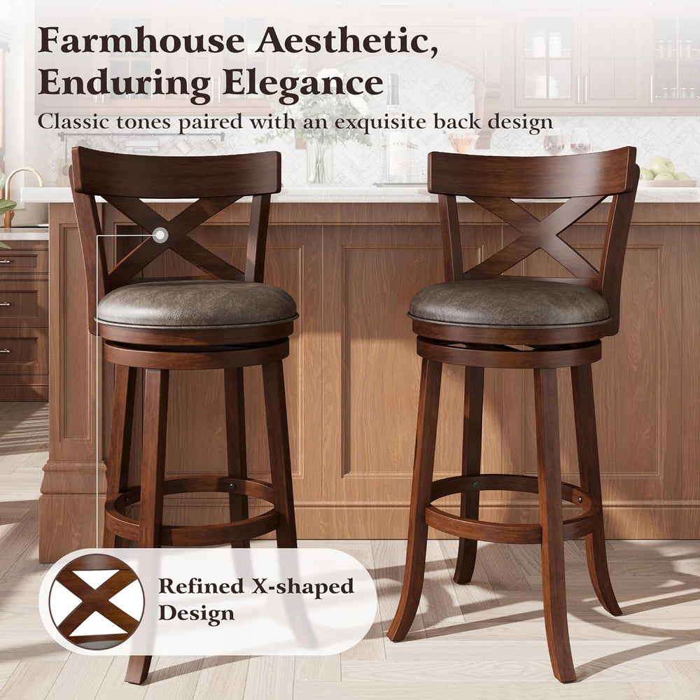 ALPHA HOME Swivel Bar Stools with Backs, 30 Inch Bar Stools Set of 4