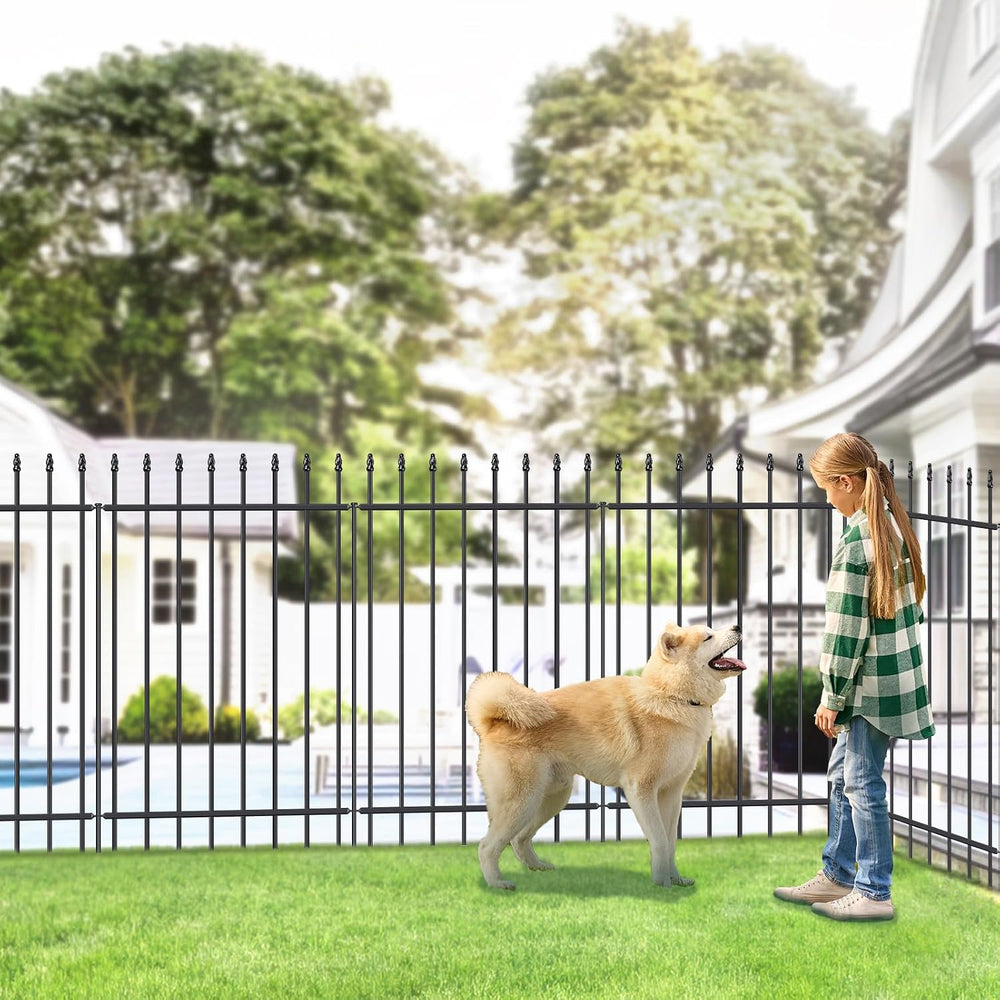 Decorative Metal Garden Fence 42" x 11.5', No-Dig Outdoor Fence with...