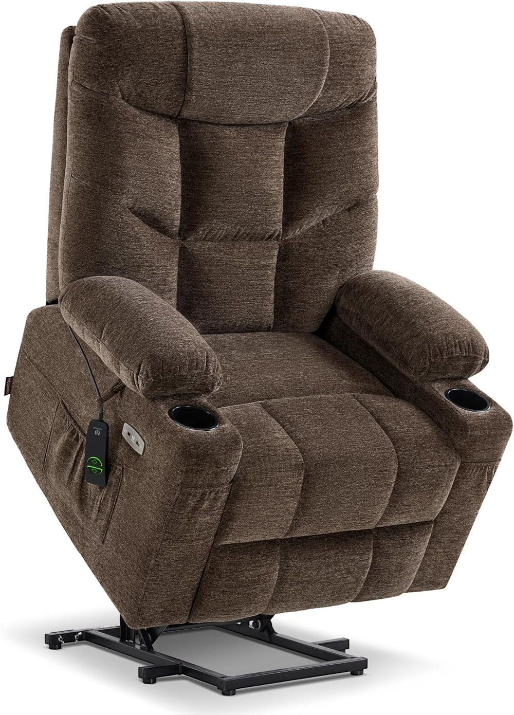 MCombo Power Lift Recliner Chair for Elderly, Fabric 7283 (Brown, Large)