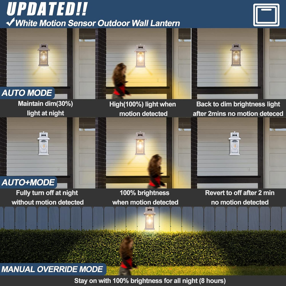 FILIYANO White Motion Sensor Outdoor Wall Lights, Dusk to Dawn, 2 Pack