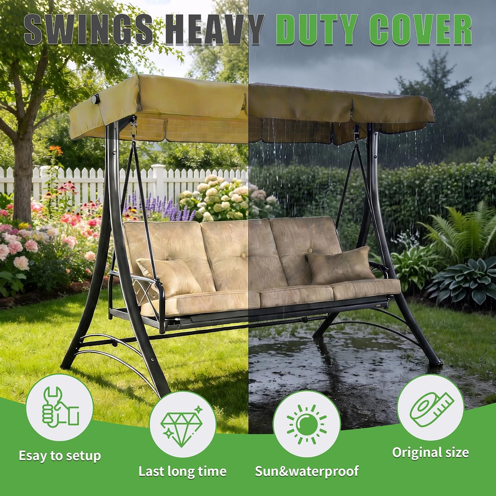 3 Person Patio Swing Replacement Canopy, Beige