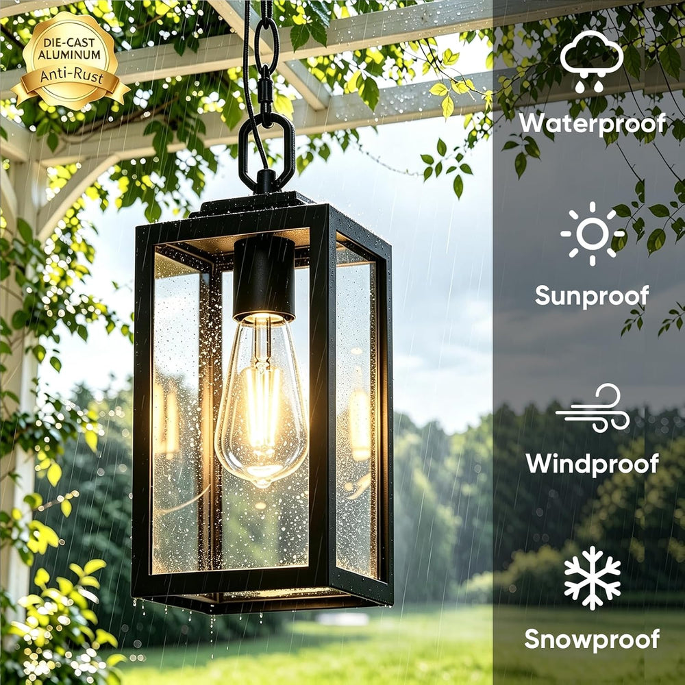 Modern Outdoor Pendant Light for Porch, Exterior Hanging Lantern
