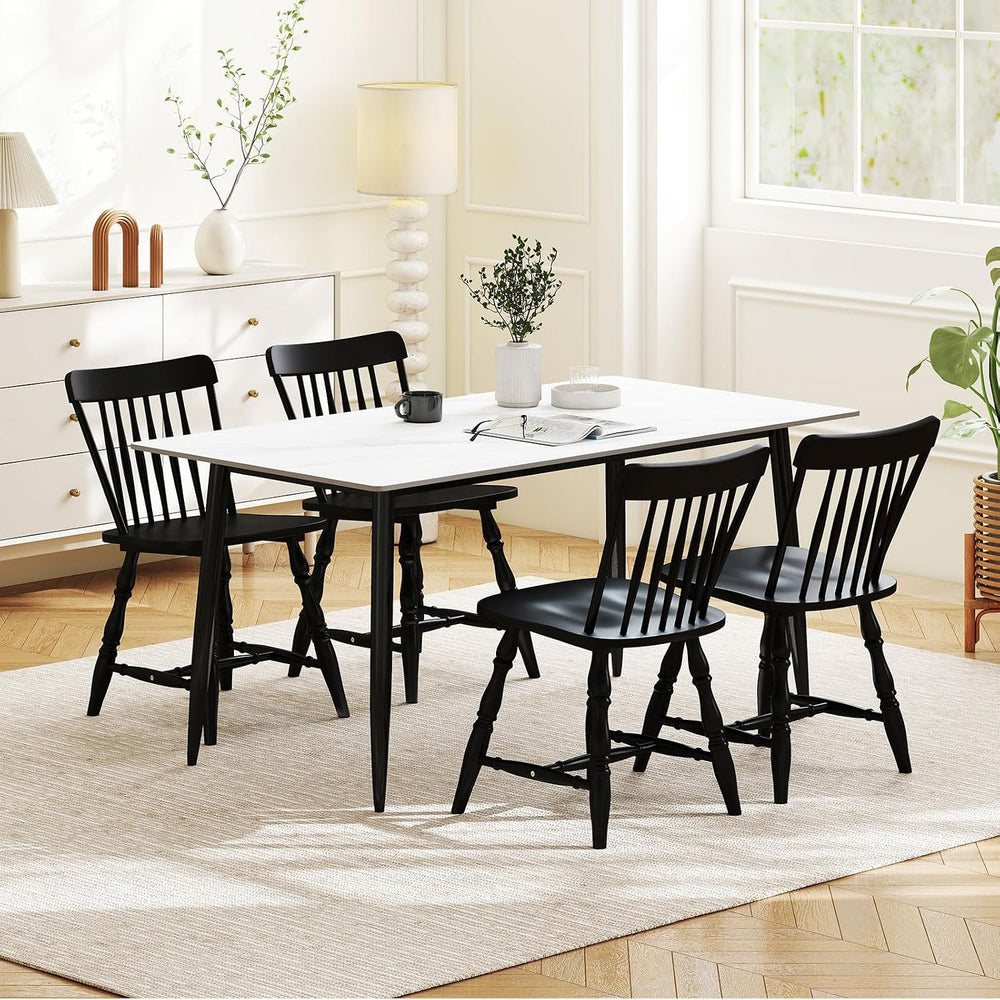 GIANTEX Windsor Dining Chairs Set of 4 w/Curved Spindle Back & Turned Legs