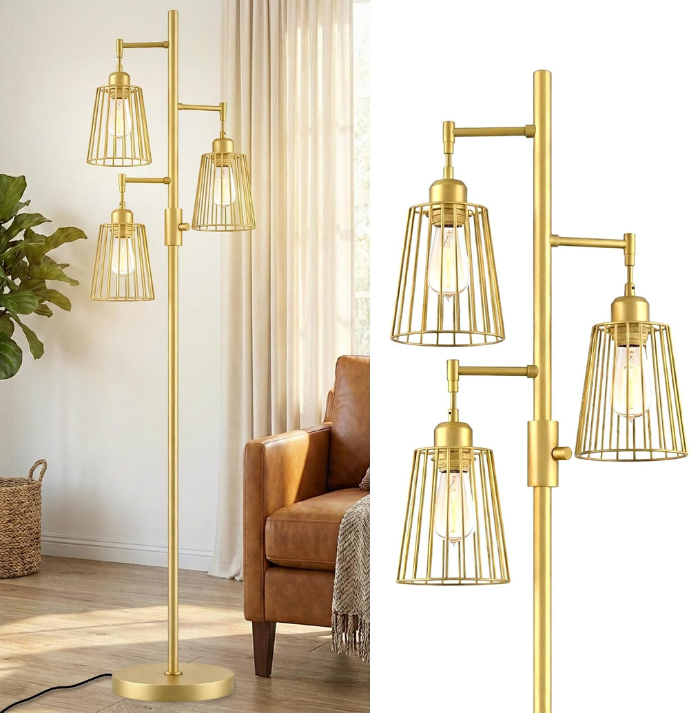 PESRAE Dimmable Industrial Floor Lamp, Farmhouse Floor Lamp Standing Tree Lam...
