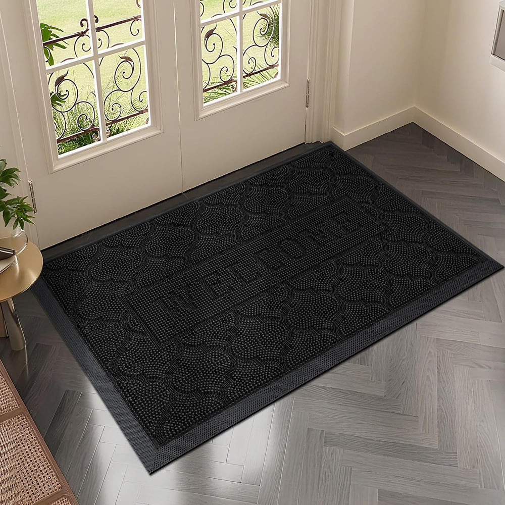 FRAMICS Front Door Mat Outside Entrance, Rubber Door Mats Welcome 24"x36...
