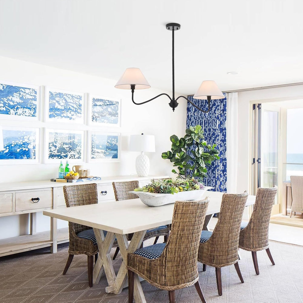 Modern Linear Chandelier for Kitchen Island, 2-Light Linear Light Fixture wit...