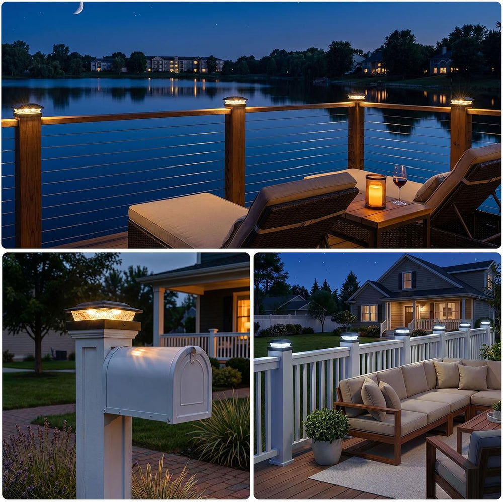 Brightown Solar Post Cap Lights, 2 Modes(Warm/Cool Light) Outdoor Waterproof ...