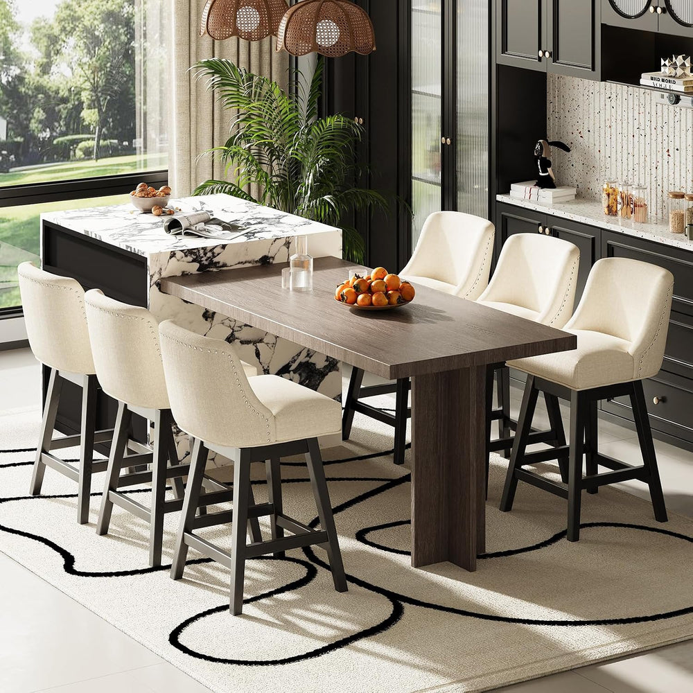 MALOL 27" Swivel Bar Stools Set of 3, Upholstered Barstools with Padded ...