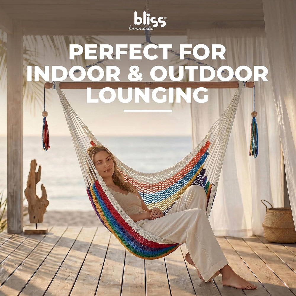 Bliss Hammocks Tahiti Hammock Chair with Spreader Bar, Multicolor
