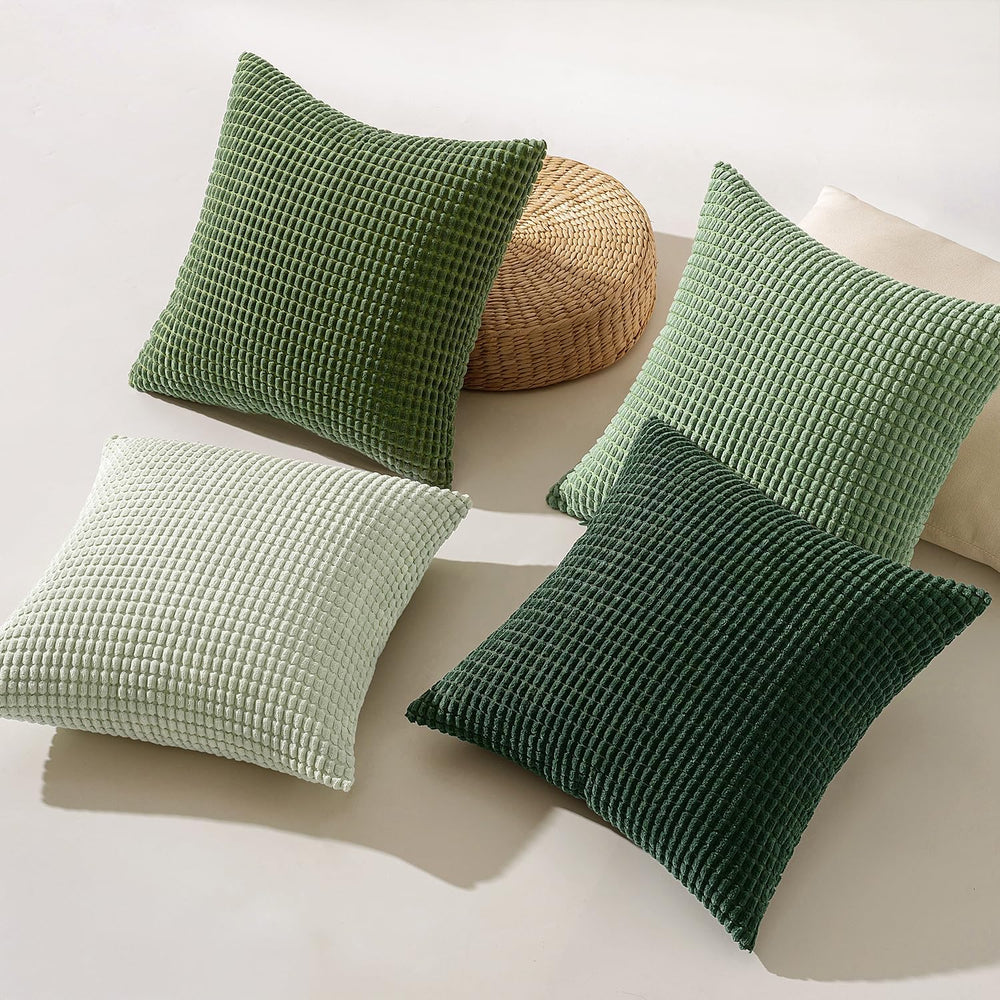 MIULEE Boho Euro Decorative Pillow Covers 24x24 Inch Set of 4 Forest Green