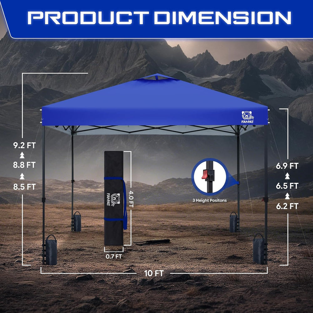 FANPAT 10x10 Pop Up Canopy Tent, Instant Portable Shelter, Blue 10x10