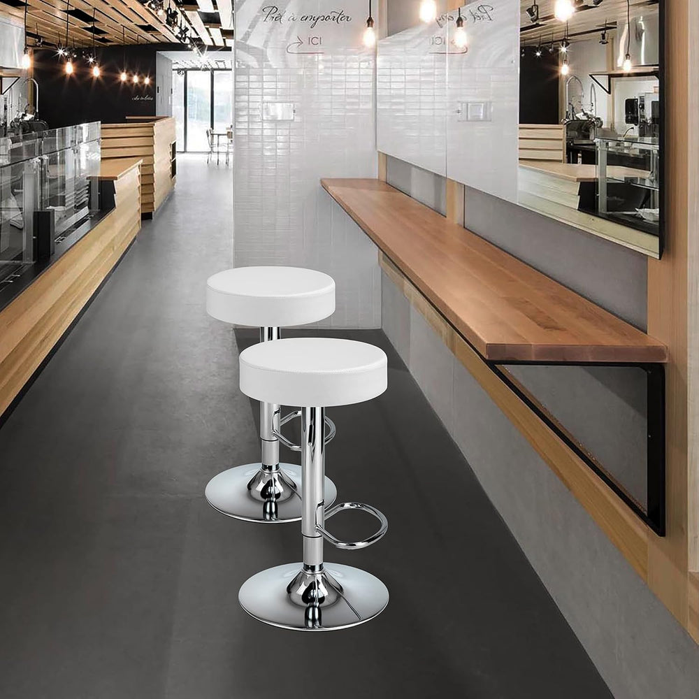 Finnhomy Bar Stools Set of 2 Modern PU Leather, Swivel Barstools with Footres...