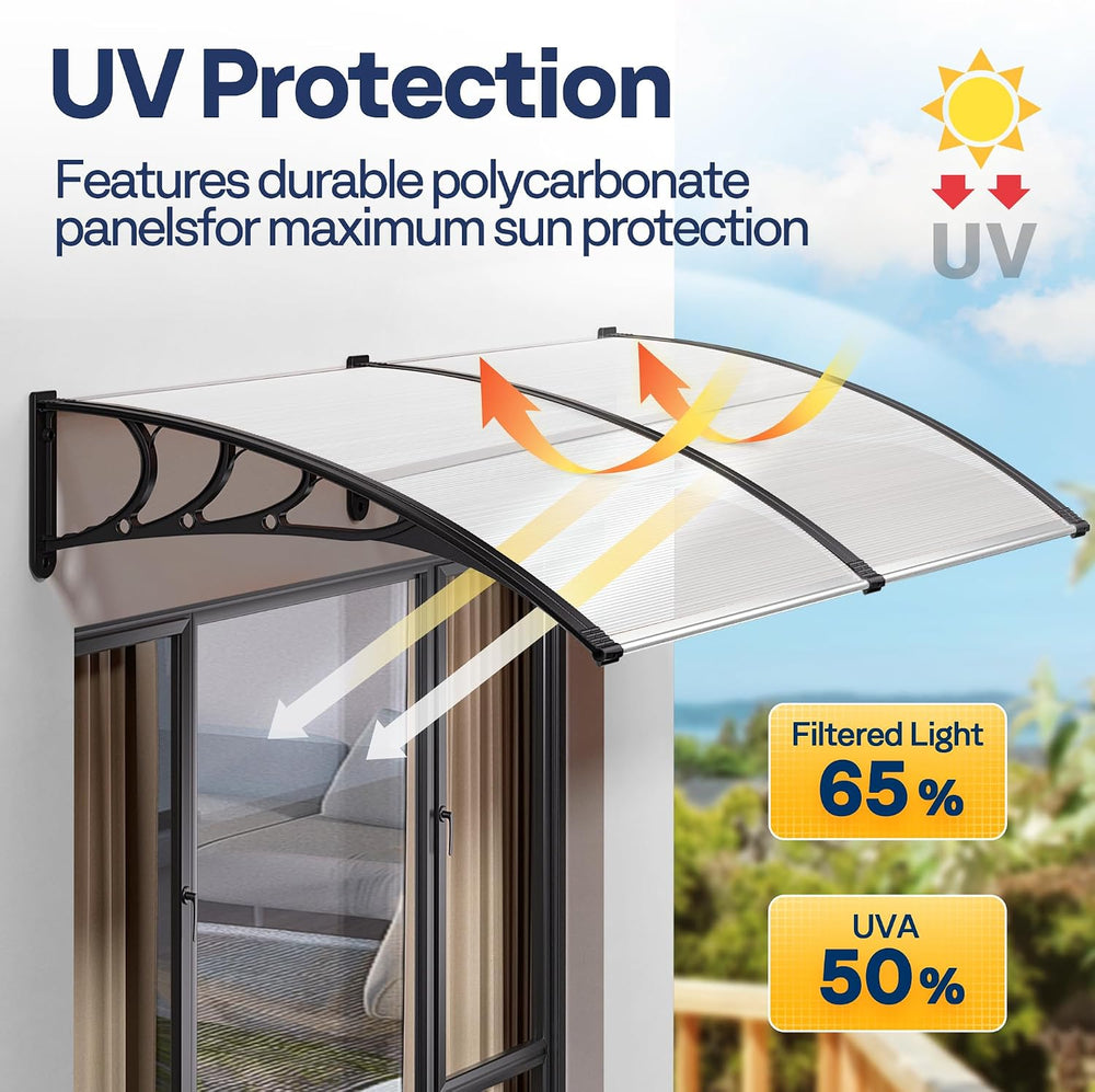 VIVOHOME Polycarbonate Window Door Awning Transparent 38 Inch x 40 Inch