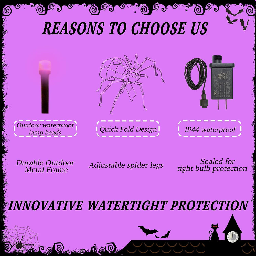 6.8Ft Giant Spider Halloween Decorations Outdoor 82" Light Up Spider wit...