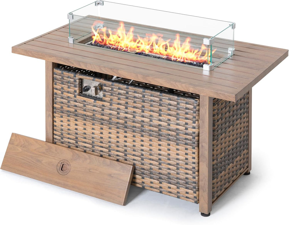 Nuu Garden Tempered Glass Wind Guard for Rectangular Fire Pit Table 29 x 10 x...
