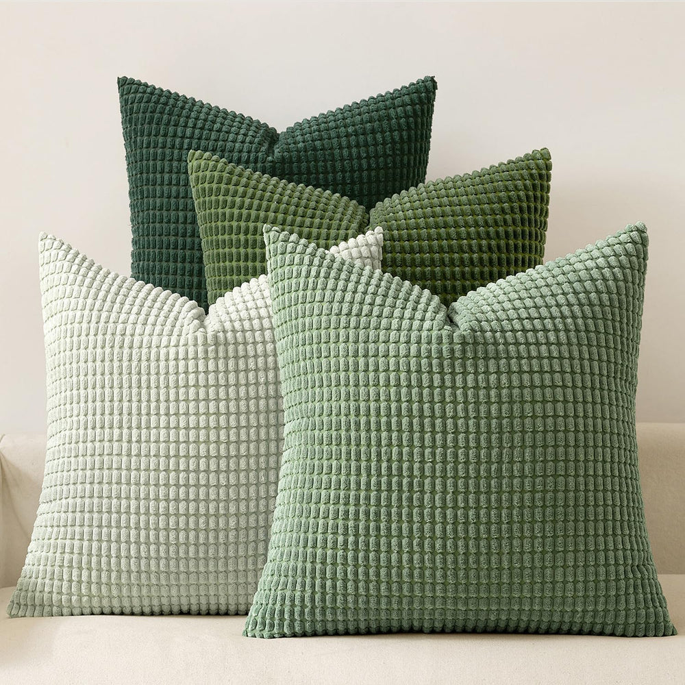 MIULEE Boho Euro Decorative Pillow Covers 24x24 Inch Set of 4 Forest Green